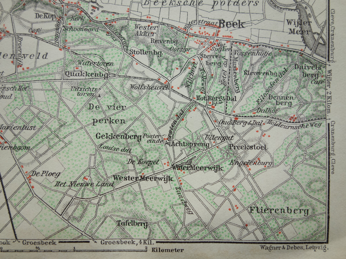 NIJMEGEN old map of Nijmegen Beek Ubbergen from 1910 small original antique map