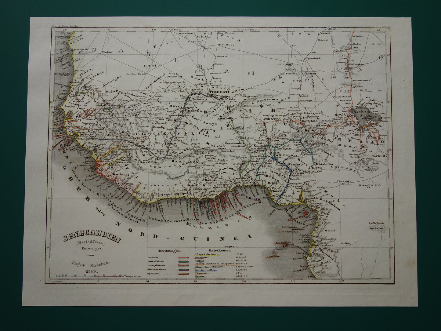 West Africa Old map of Nigeria Ghana Ivory Coast 170+ year old hand-colored map