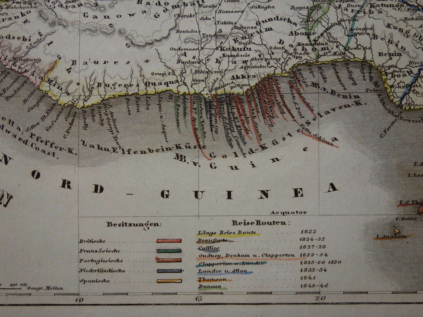 West Africa Old map of Nigeria Ghana Ivory Coast 170+ year old hand-colored map