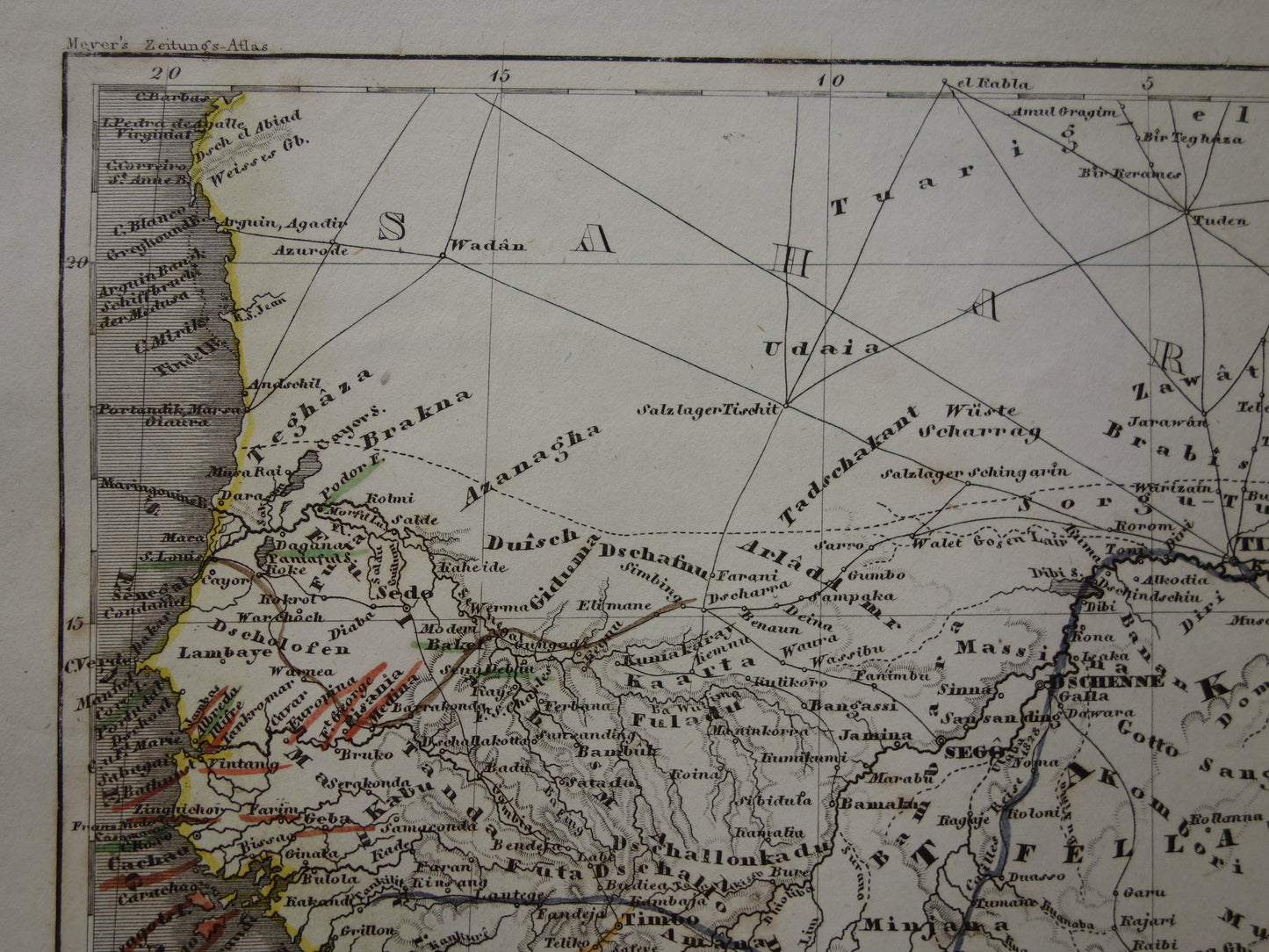 West Africa Old map of Nigeria Ghana Ivory Coast 170+ year old hand-colored map