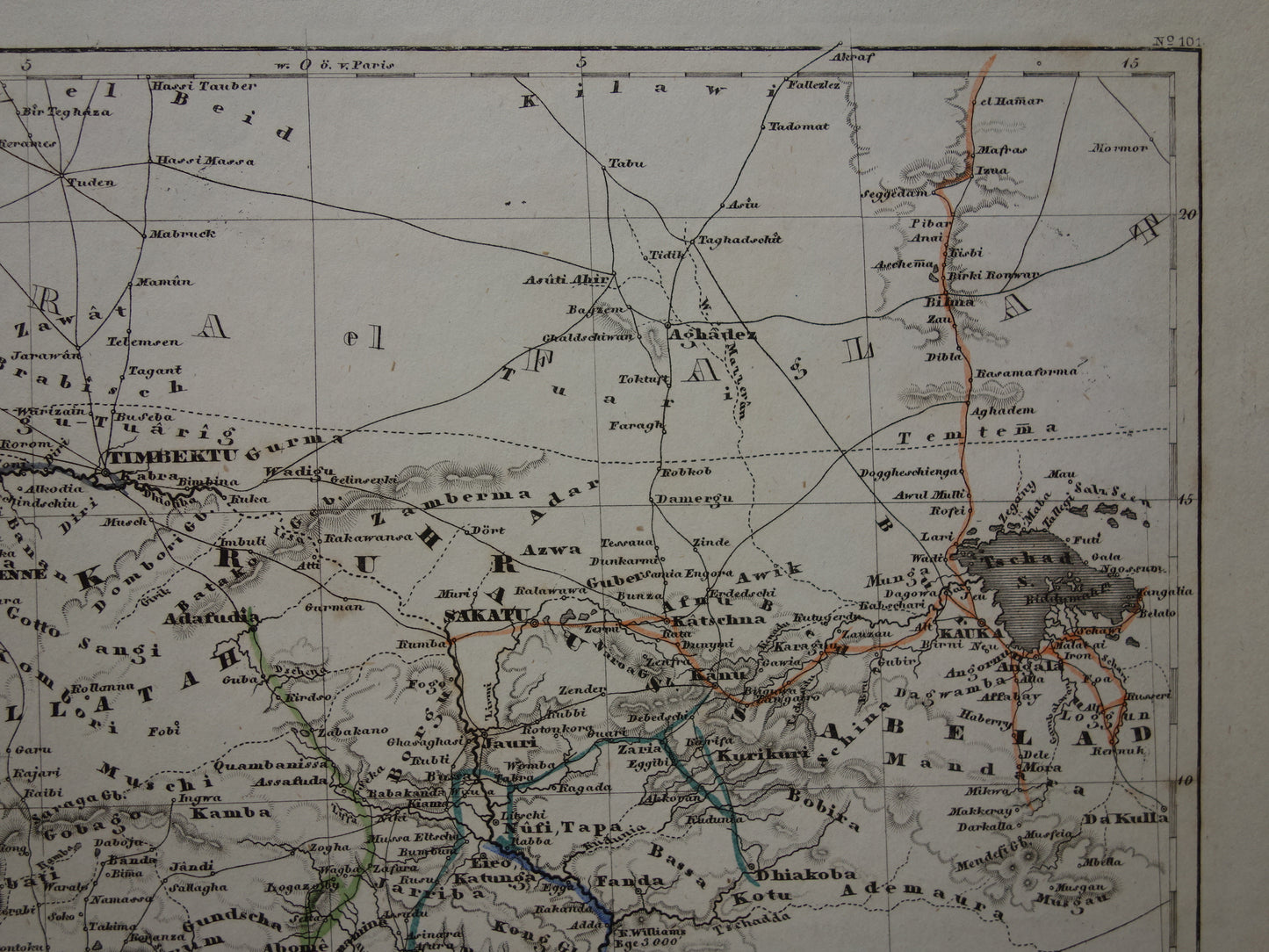 West Africa Old map of Nigeria Ghana Ivory Coast 170+ year old hand-colored map