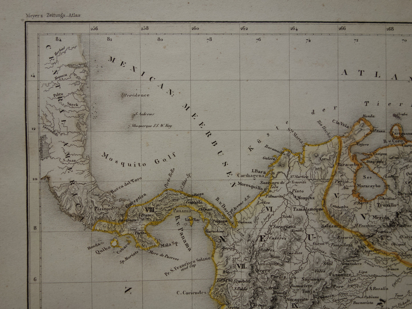 COLOMBIA Old map of Ecuador Venezuela 175+ year old hand-colored map of South America Andes Mountains