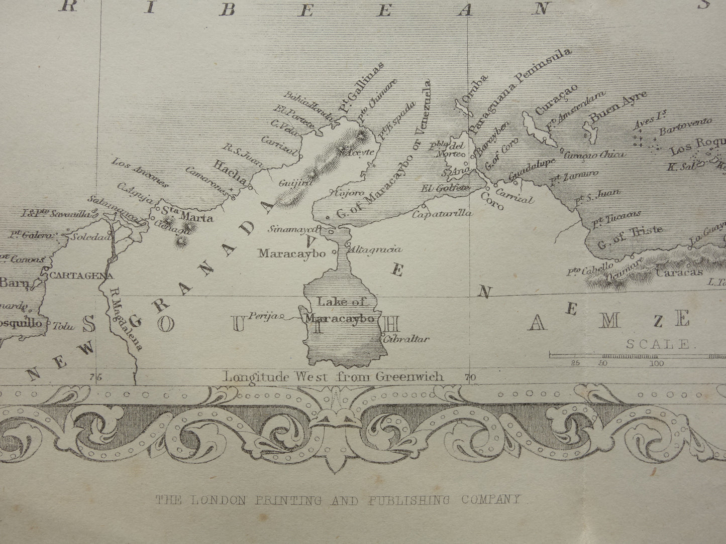 Caraïben vintage landkaart van het Caraïbisch gebied uit 1860 Originele antieke Engelse kaart