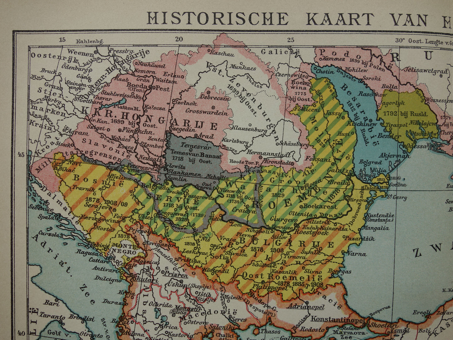 Turkish Empire History Map 1910 Original Old Vintage Map European Turkey Antique Maps Balkans