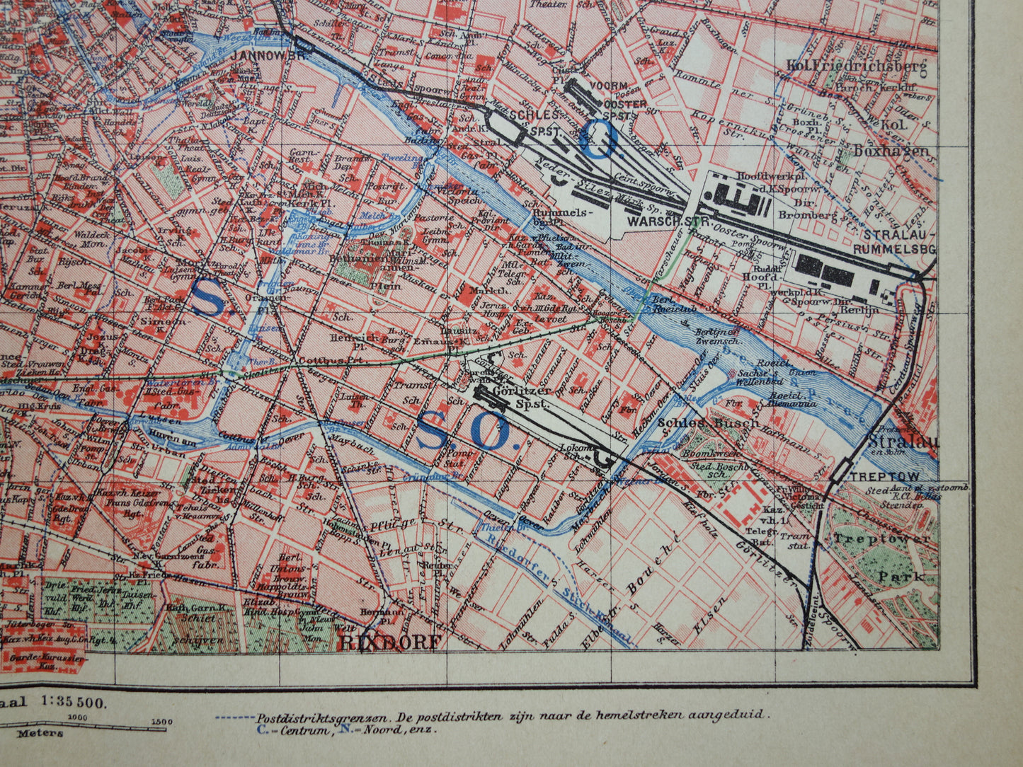 BERLIN old map of Berlin from 1906 original Dutch antique map
