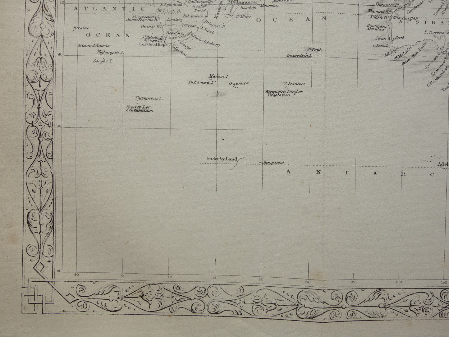 WERELDKAART vintage landkaart van de Wereld uit 1860 Originele antieke Engelse kaart