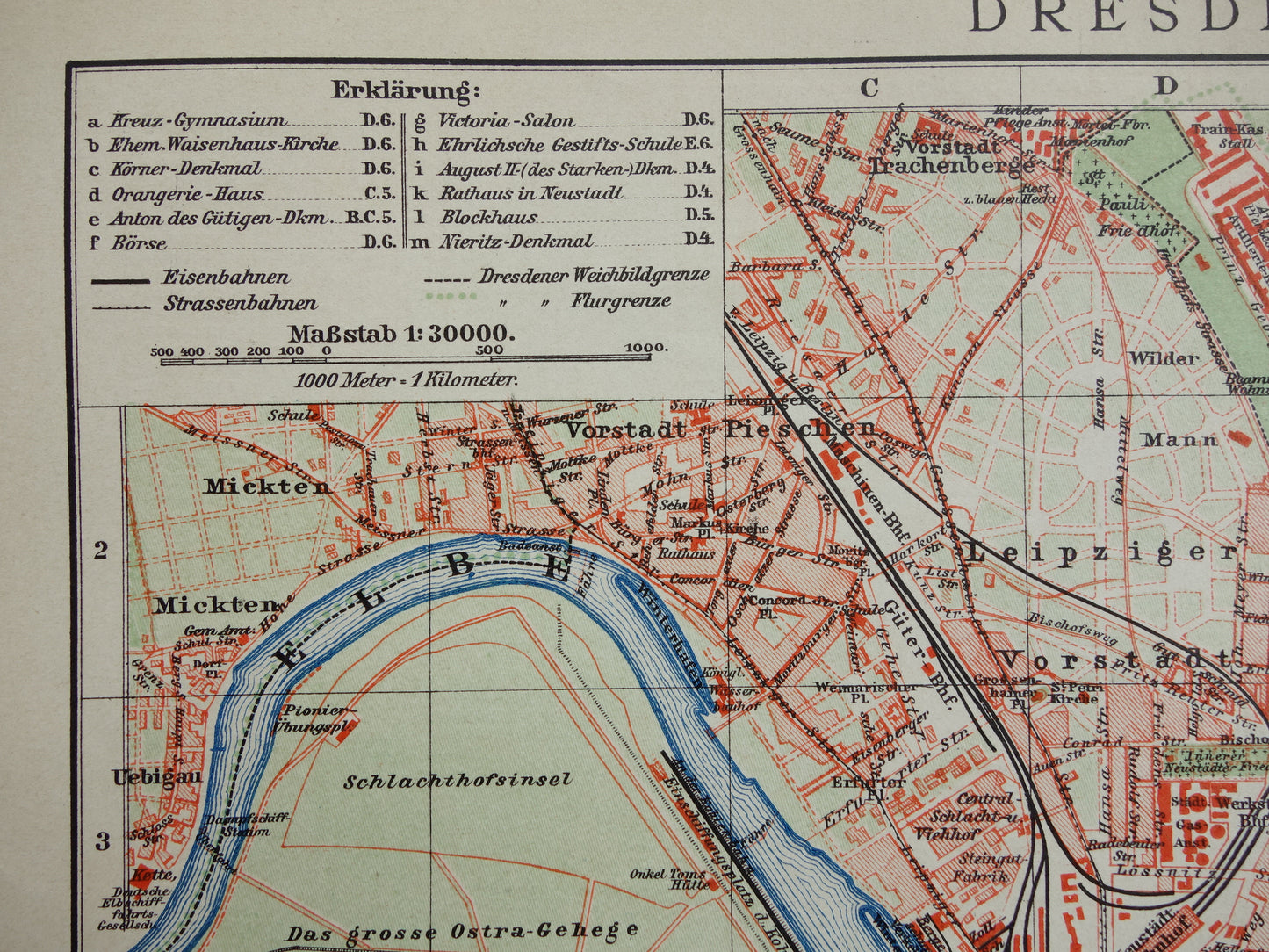 DRESDEN Old map of Dresden Germany from 1911 original antique German city map