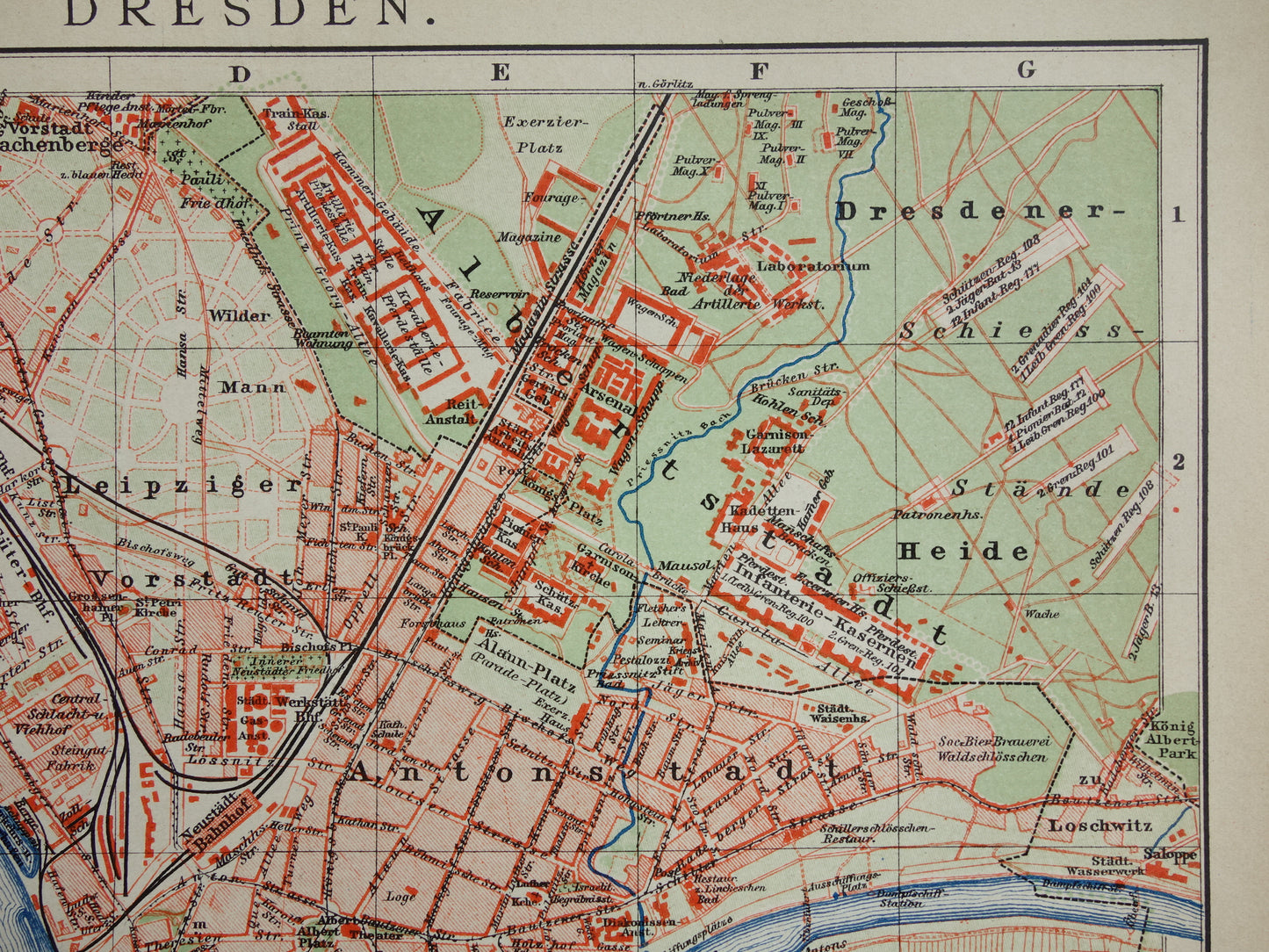 DRESDEN Old map of Dresden Germany from 1911 original antique German city map