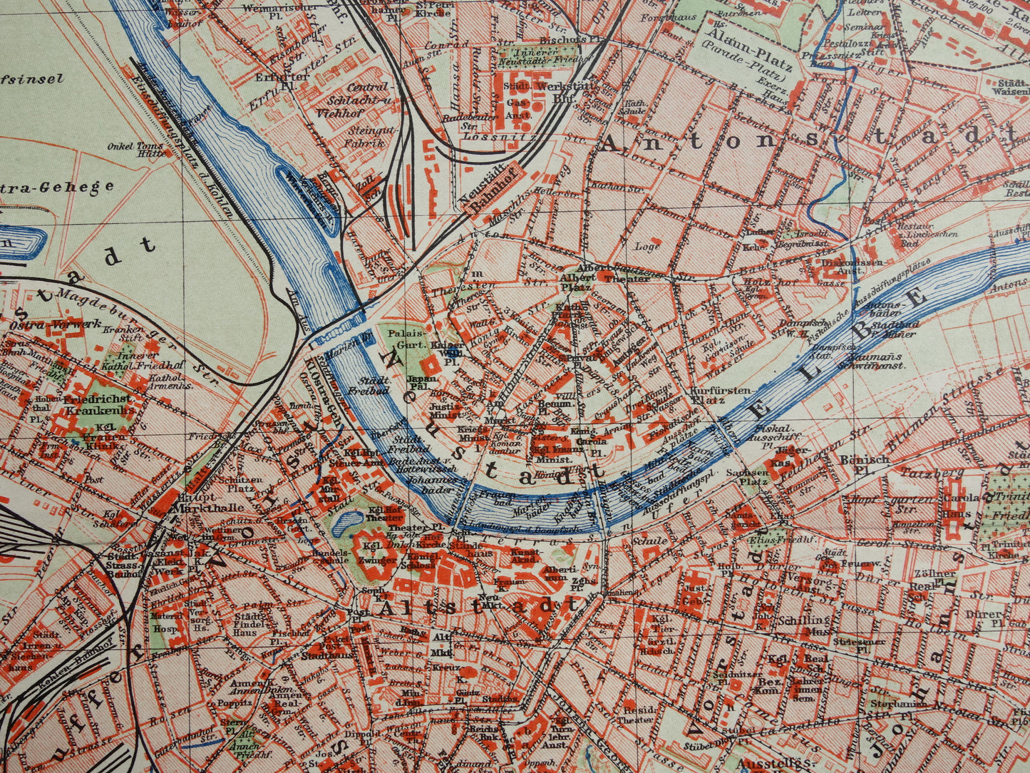DRESDEN Old map of Dresden Germany from 1911 original antique German city map