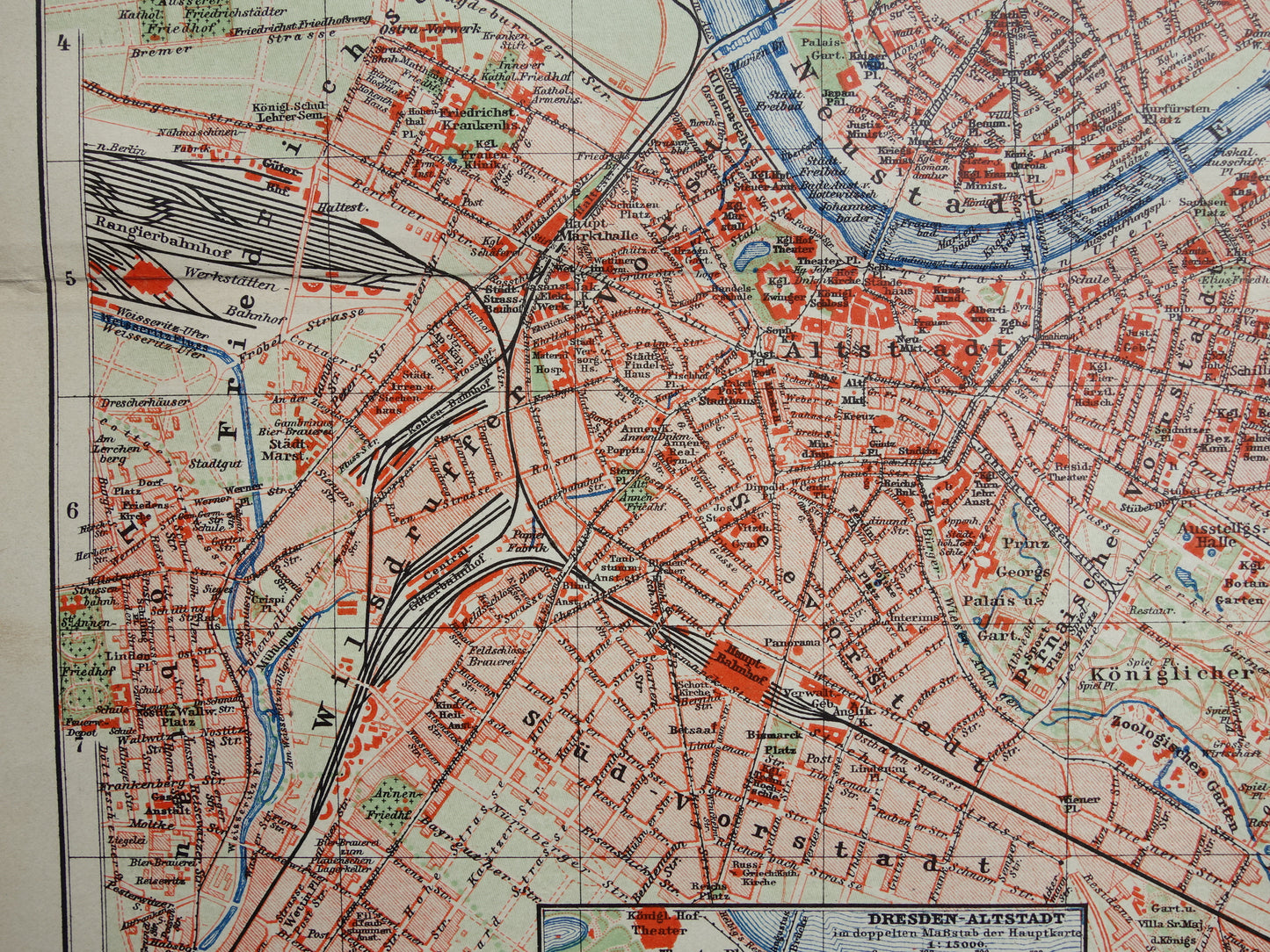 DRESDEN Old map of Dresden Germany from 1911 original antique German city map