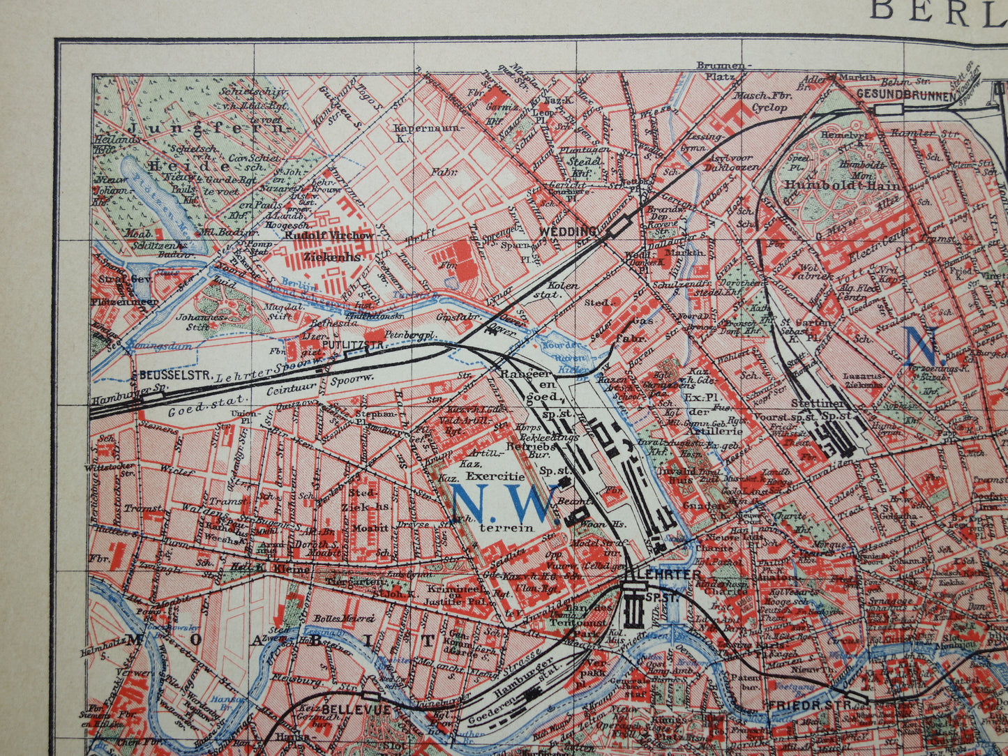 BERLIN old map of Berlin from 1906 original Dutch antique map