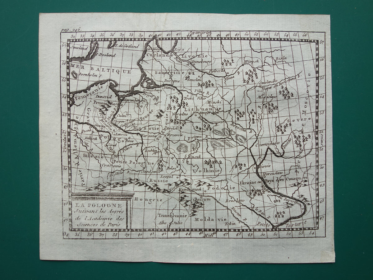 antique French map of Poland from the year 1759 Buffier La Pologne