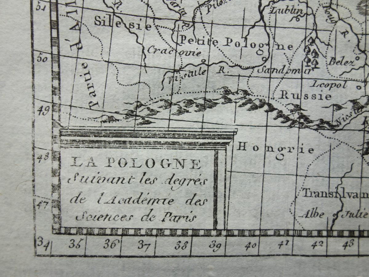 260+ jaar oude kaart van Polen 1759 originele antieke kaart Polen klein formaat