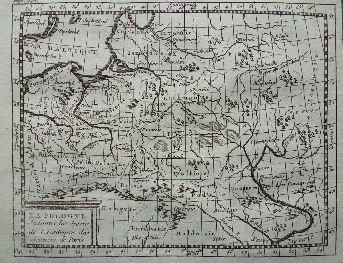 260+ jaar oude kaart van Polen 1759 originele antieke kaart Polen klein formaat