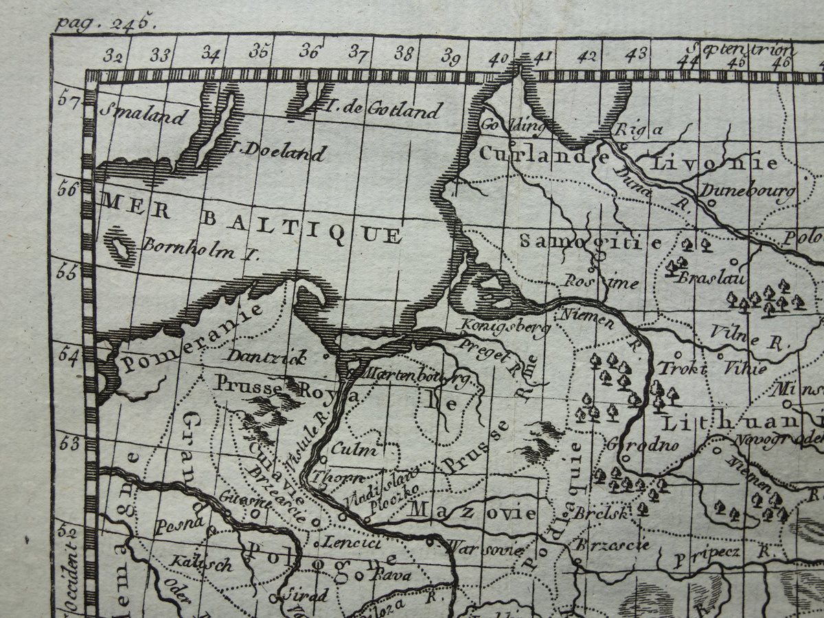 260+ jaar oude kaart van Polen 1759 originele antieke kaart Polen klein formaat