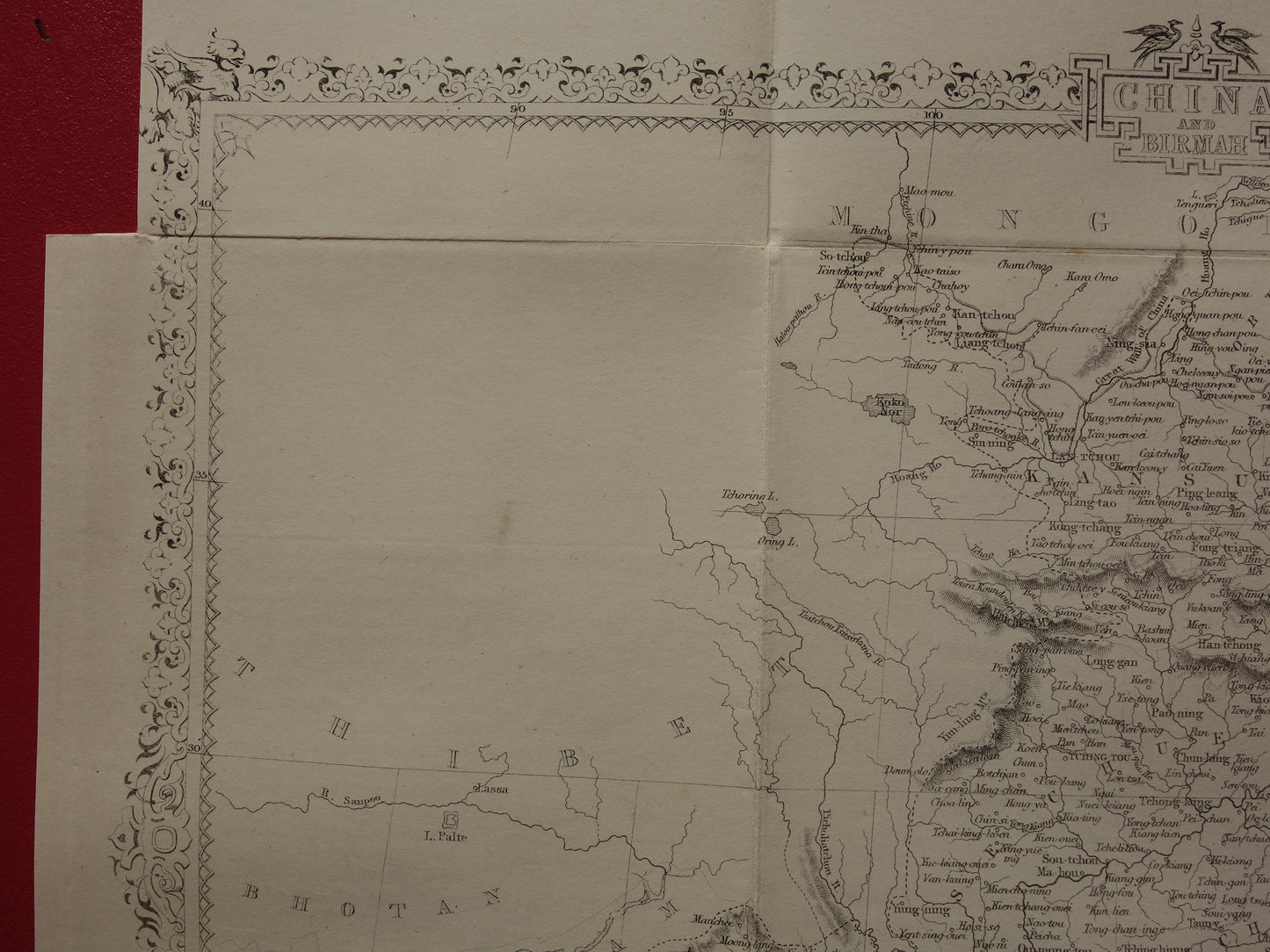 CHINA old map from 1860 original antique map China and Burma John Rapkin - Vintage English maps Myanmar