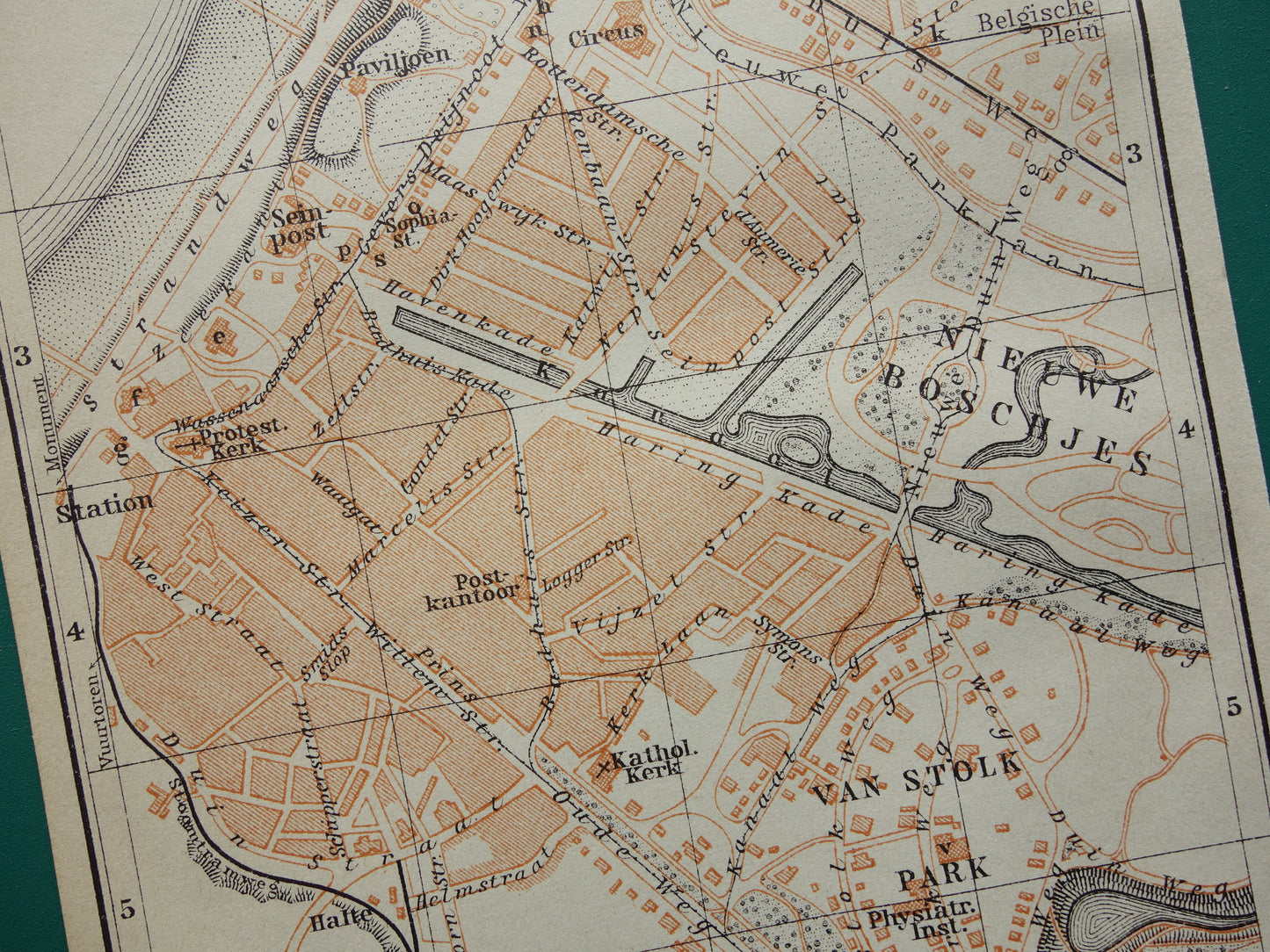 SCHEVENINGEN oude plattegrond van Scheveningen uit 1910 kleine originele antieke kaart Nederland
