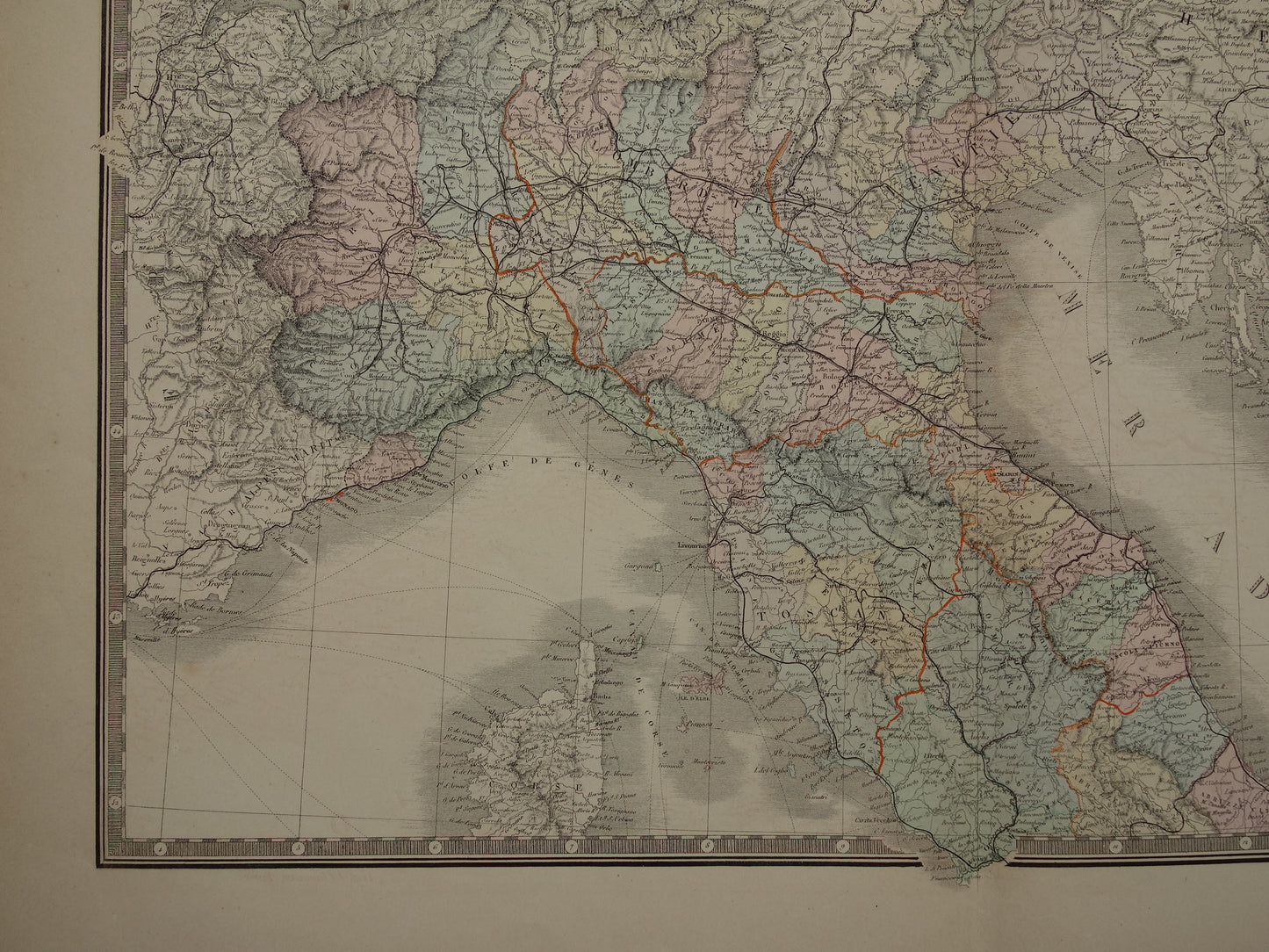 ITALY old map of Northern Italy Large original antique map of Northern Italy from 1876