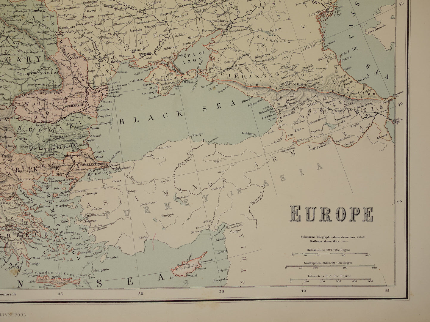 EUROPE Large old map of Europe from 1890 original antique English map continent