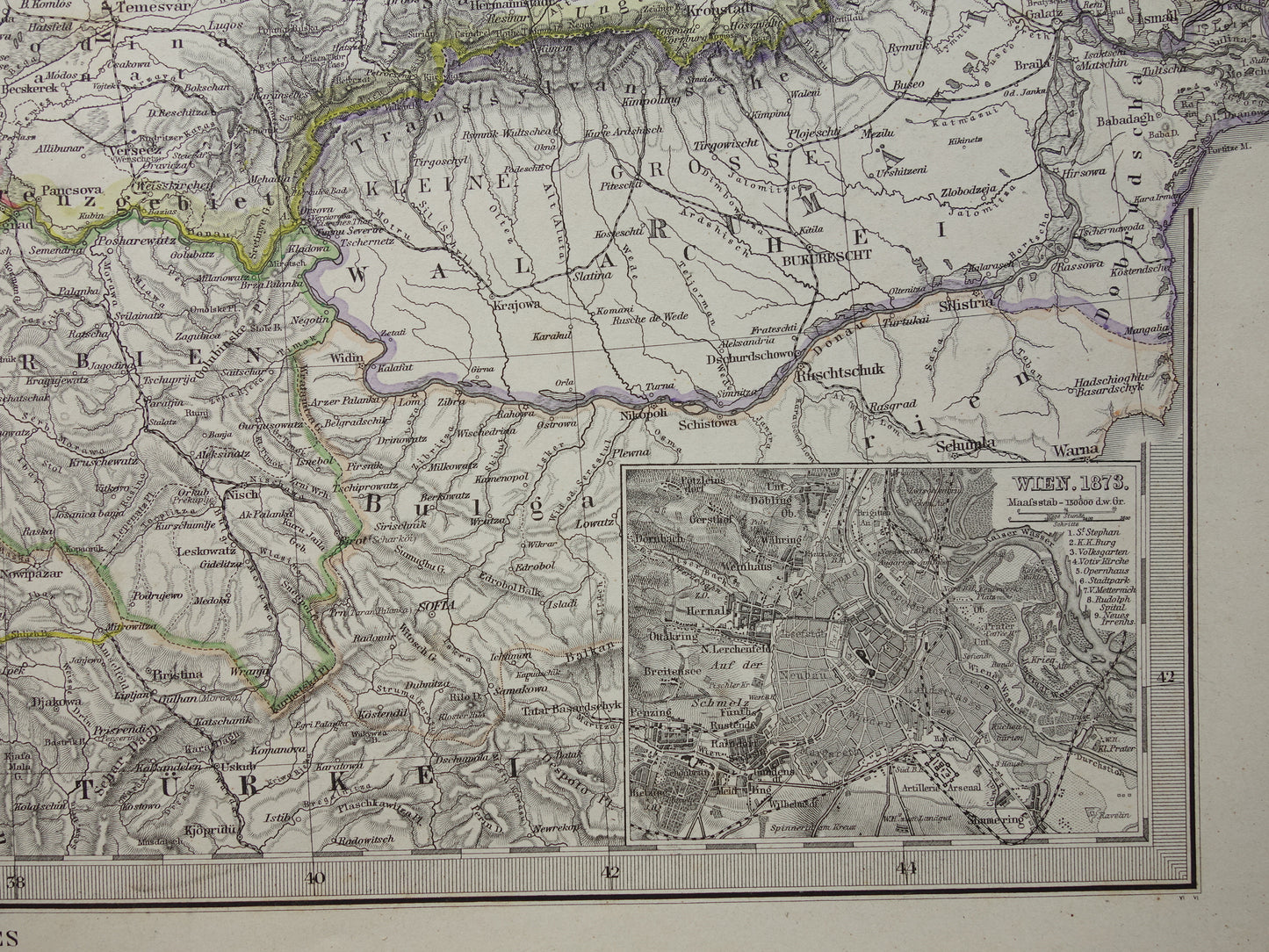 Oude kaart van Oostenrijk Hongarije uit het jaar 1886 gedetailleerde antieke landkaart met jaartal historische kaarten Oostenrijk-Hongarije