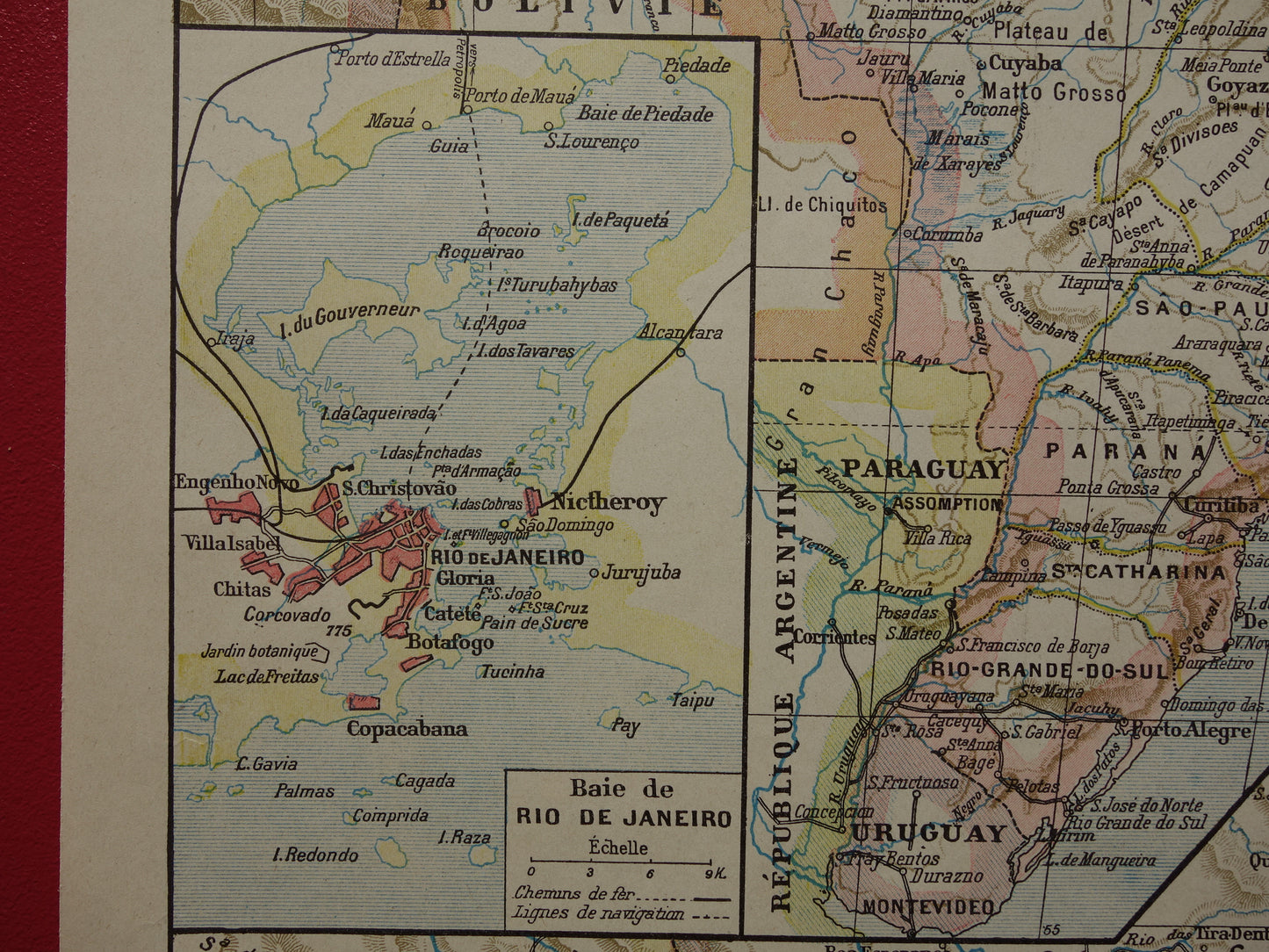 BRAZILIË Oude kaart van Brazilië uit 1902 Originele antieke landkaart vintage print Rio de Janeiro