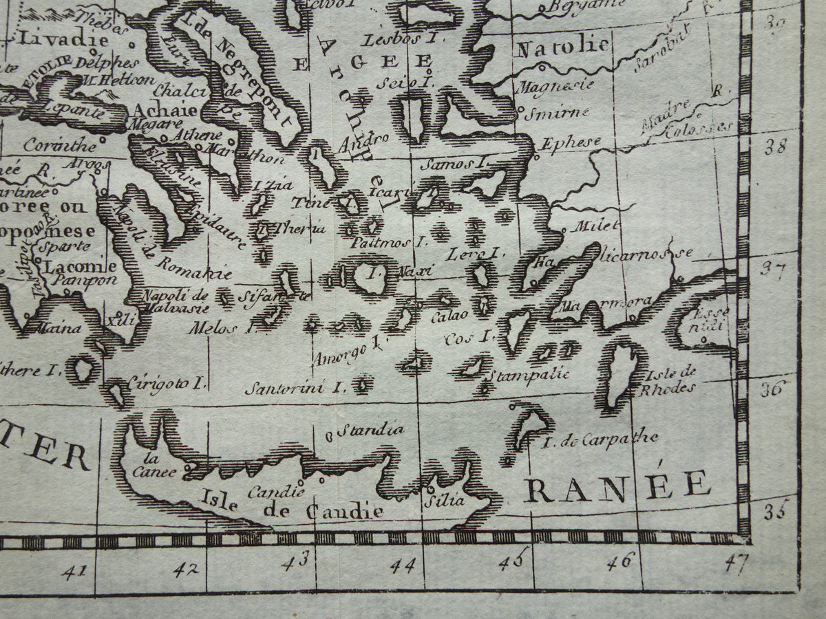 260+ jaar oude kaart van Griekenland 1759 originele antieke kaart Griekenland klein formaat