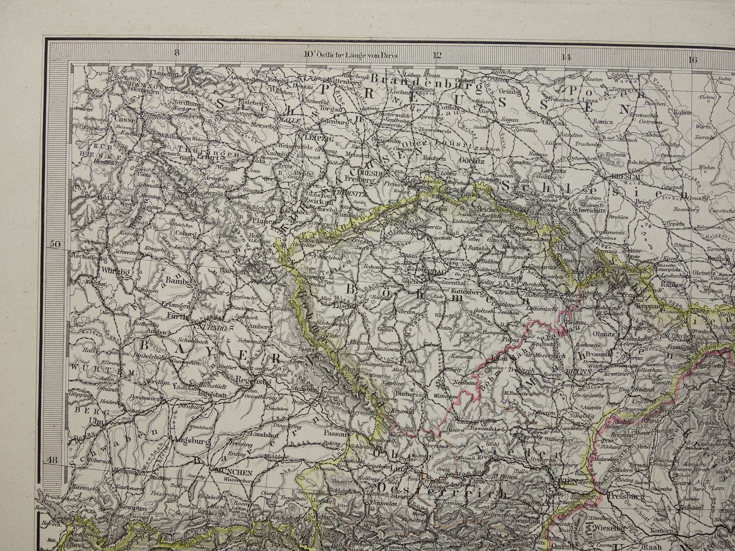 Oude kaart van Oostenrijk Hongarije uit het jaar 1886 gedetailleerde antieke landkaart met jaartal historische kaarten Oostenrijk-Hongarije