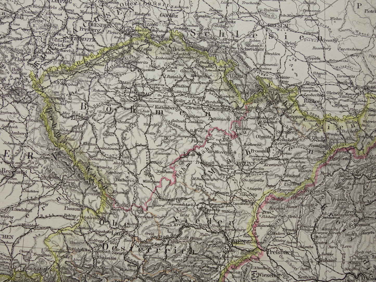 Oude kaart van Oostenrijk Hongarije uit het jaar 1886 gedetailleerde antieke landkaart met jaartal historische kaarten Oostenrijk-Hongarije