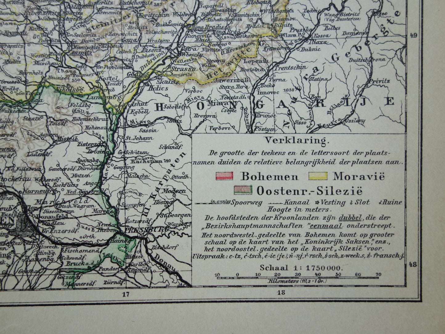 CZECH REPUBLIC old Dutch map of Czechia original vintage map of Bohemia and Moravia