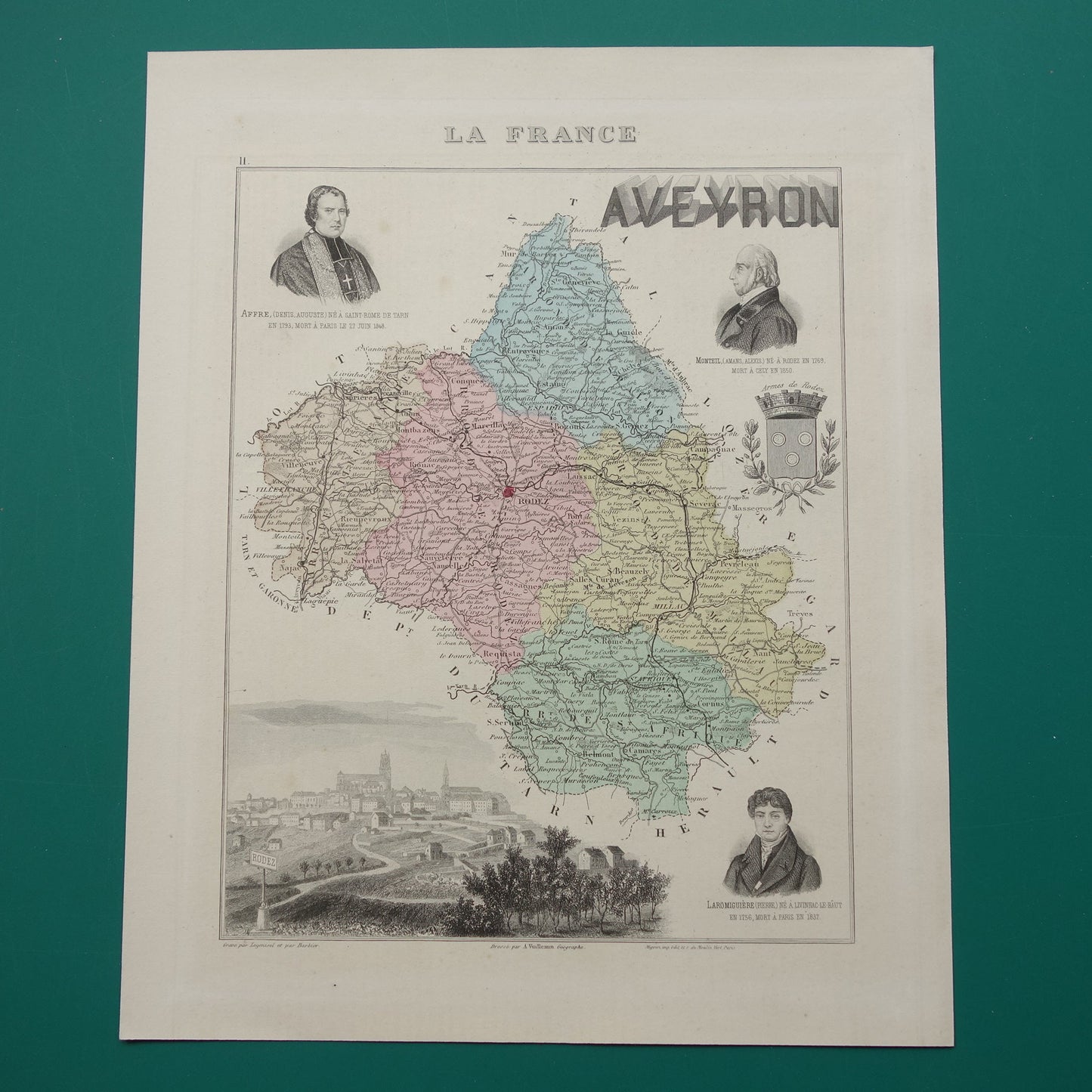 Aveyron France old map