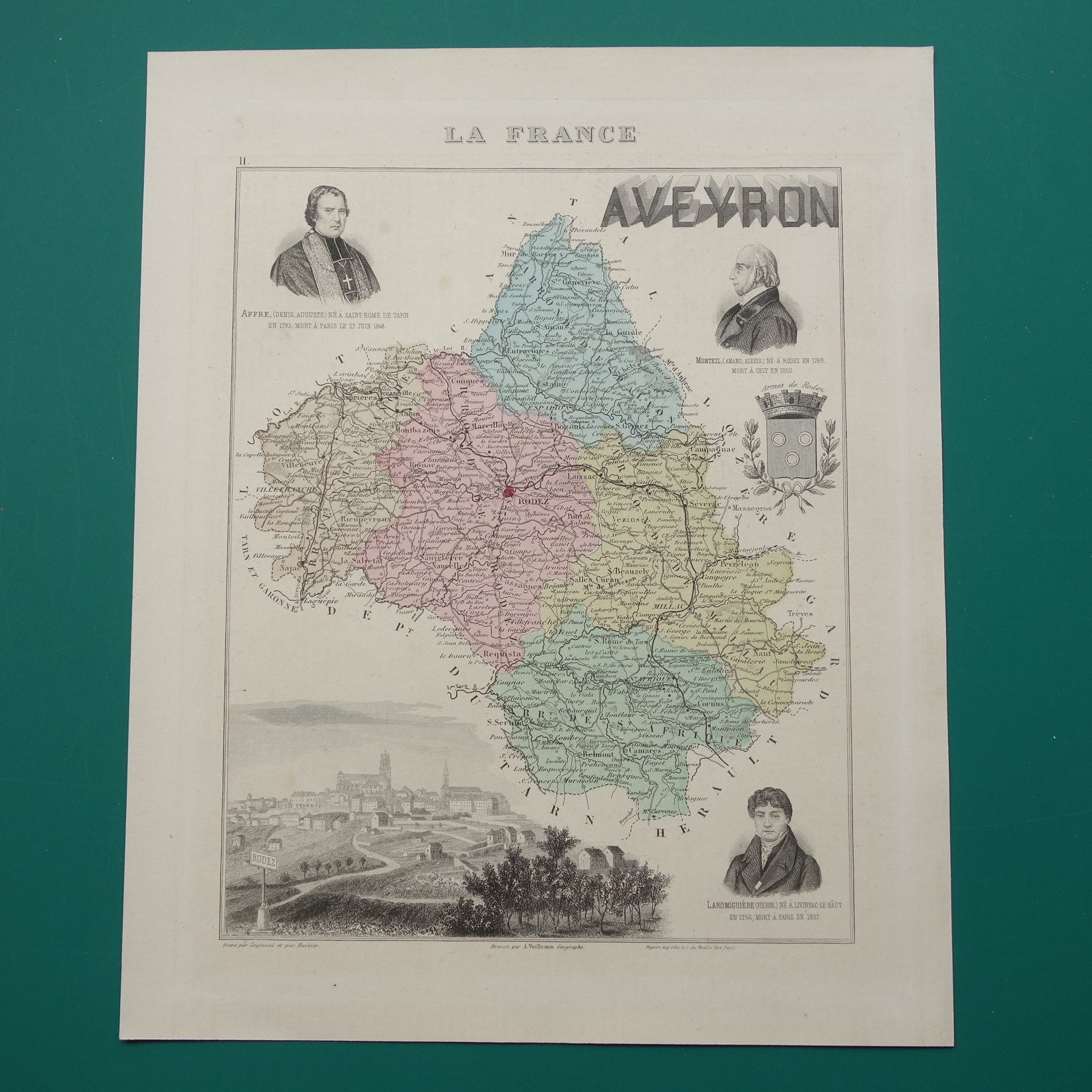 Aveyron France old map