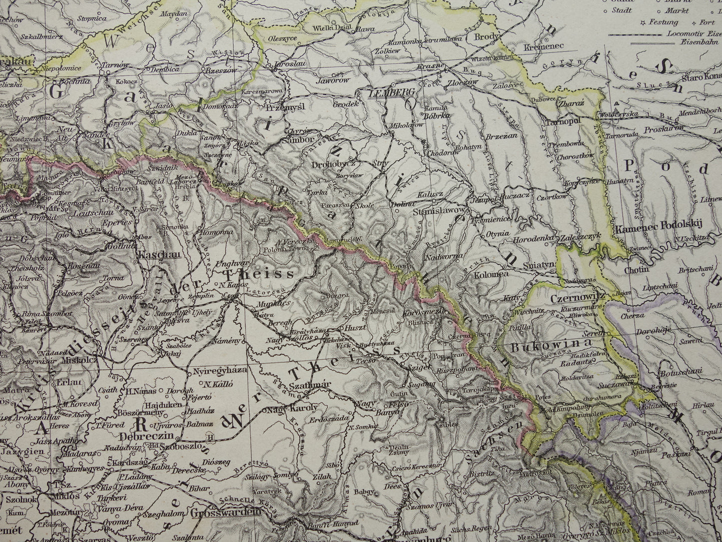 Oude kaart van Oostenrijk Hongarije uit het jaar 1886 gedetailleerde antieke landkaart met jaartal historische kaarten Oostenrijk-Hongarije