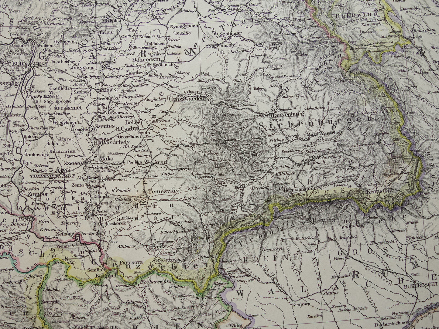 Oude kaart van Oostenrijk Hongarije uit het jaar 1886 gedetailleerde antieke landkaart met jaartal historische kaarten Oostenrijk-Hongarije