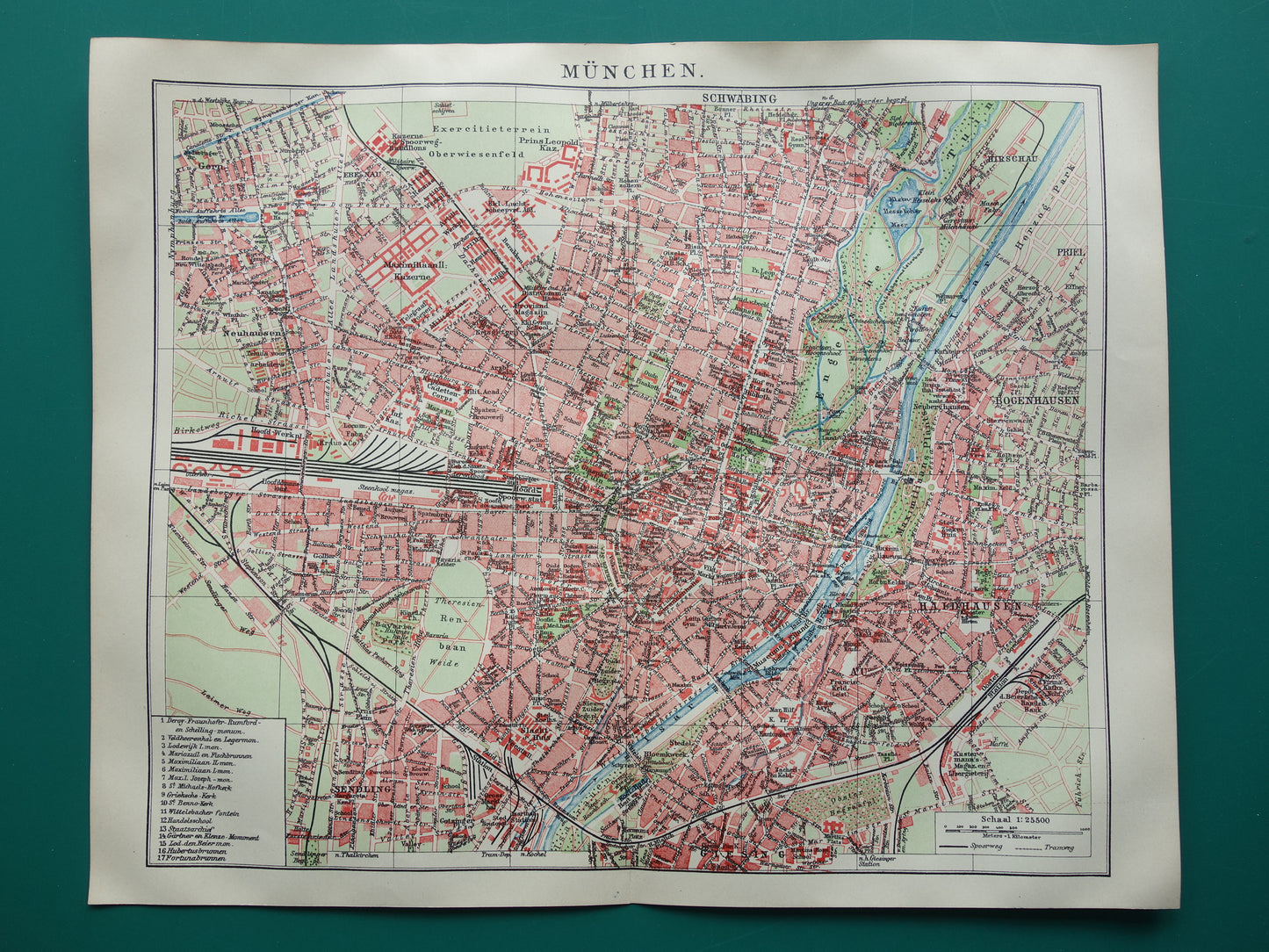 München antieke plattegrond 100+ jaar oude kaart van München Beieren Duitsland uit 1921 originele vintage historische kaarten
