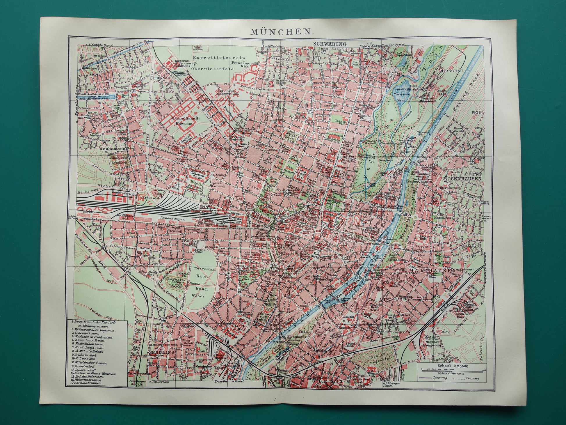München antieke plattegrond 100+ jaar oude kaart van München Beieren Duitsland uit 1921 originele vintage historische kaarten