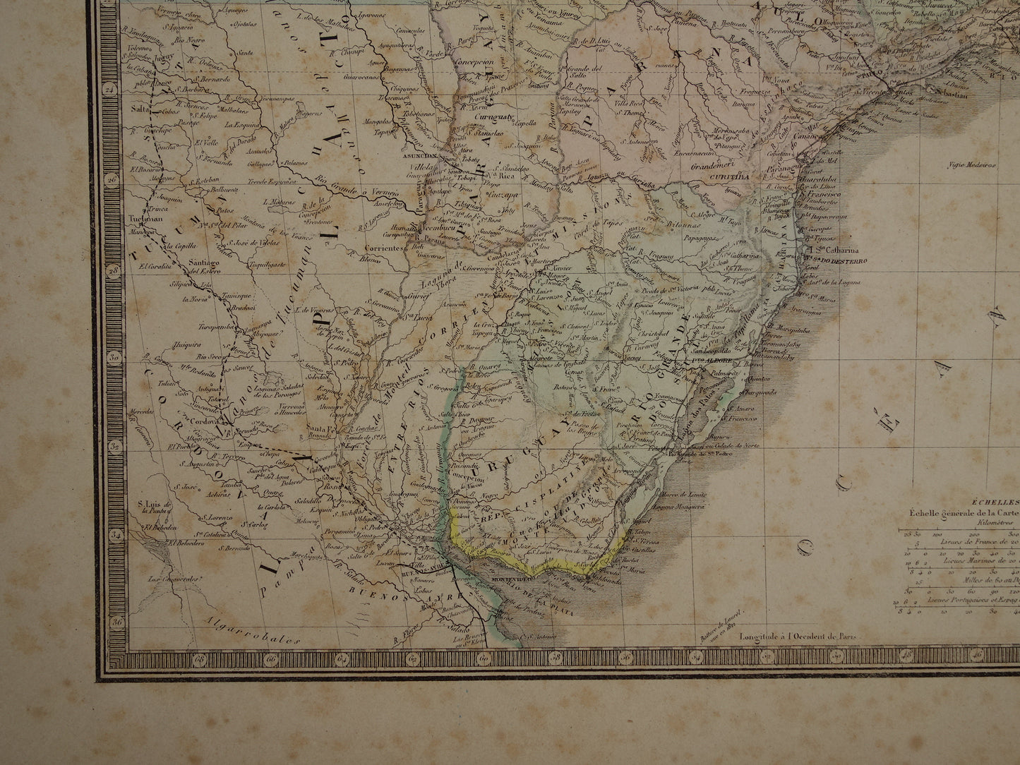 BRAZIL Antique map of Brazil from 1876 Original old large map vintage poster
