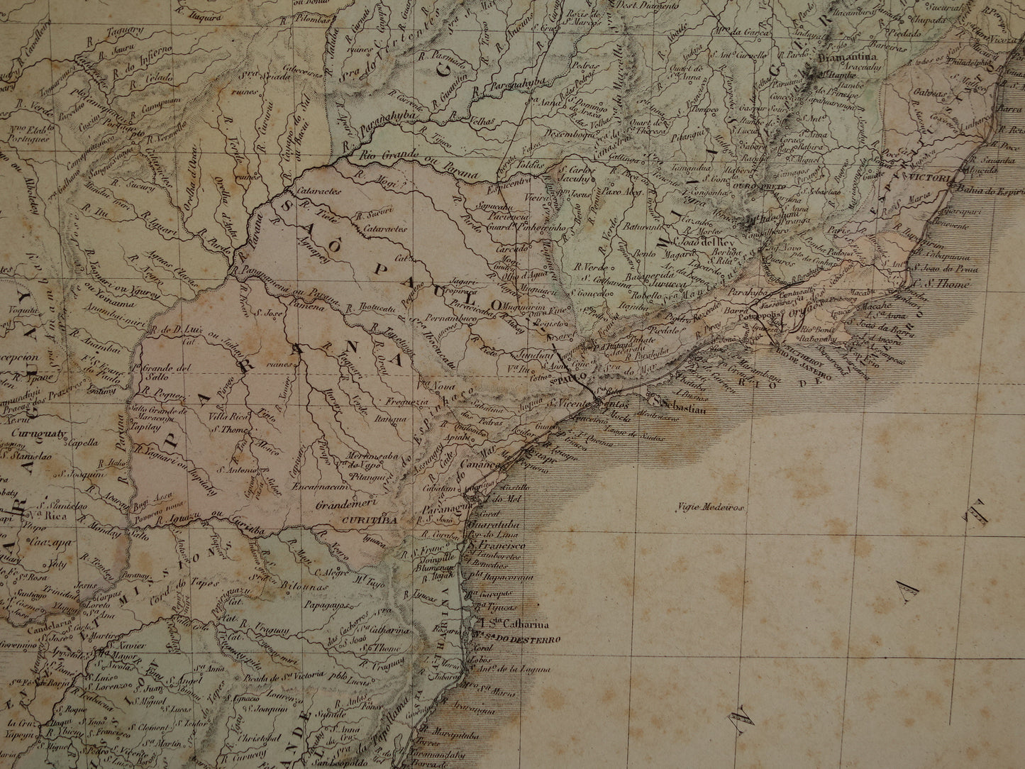 BRAZIL Antique map of Brazil from 1876 Original old large map vintage poster