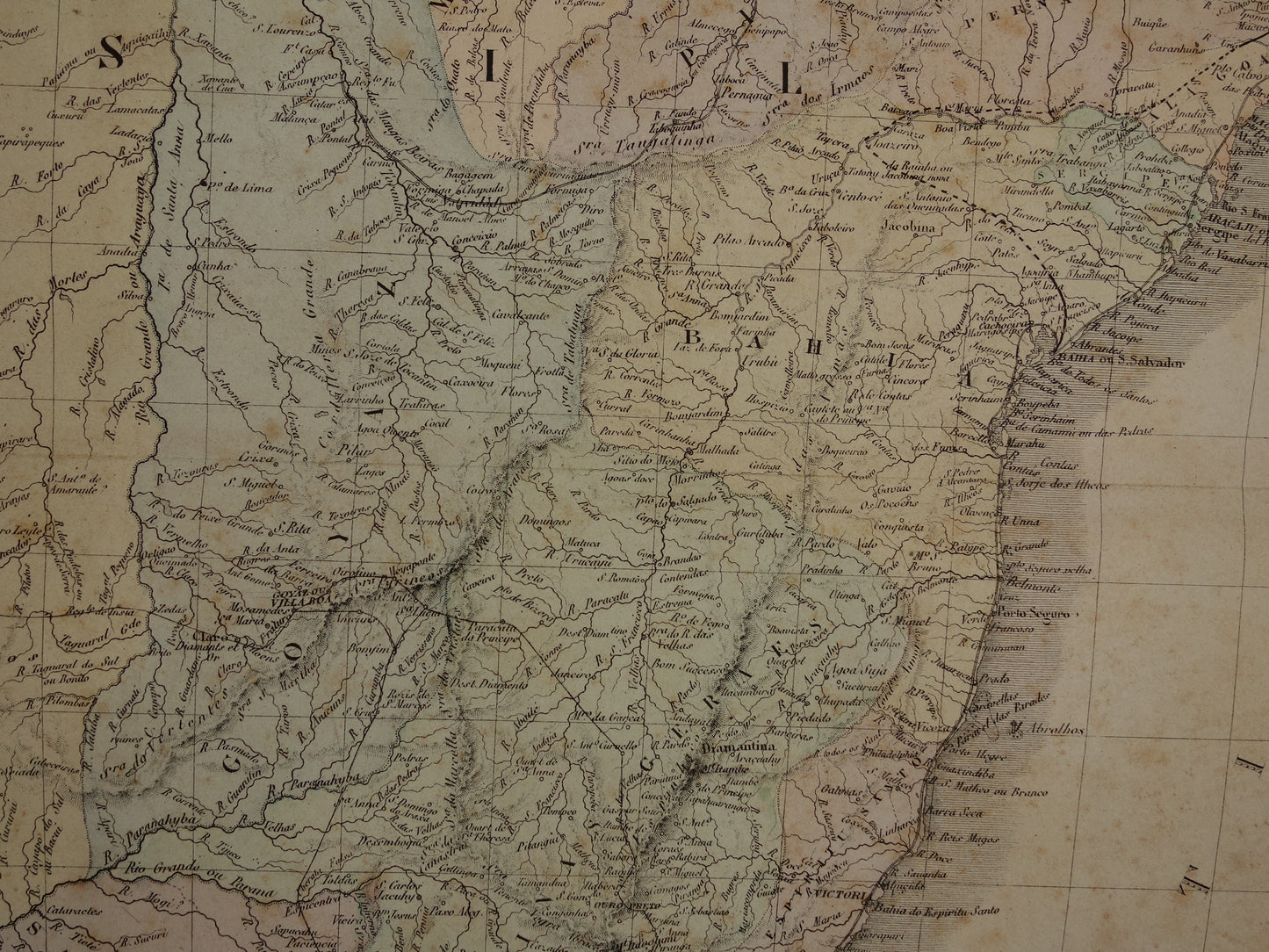 BRAZIL Antique map of Brazil from 1876 Original old large map vintage poster