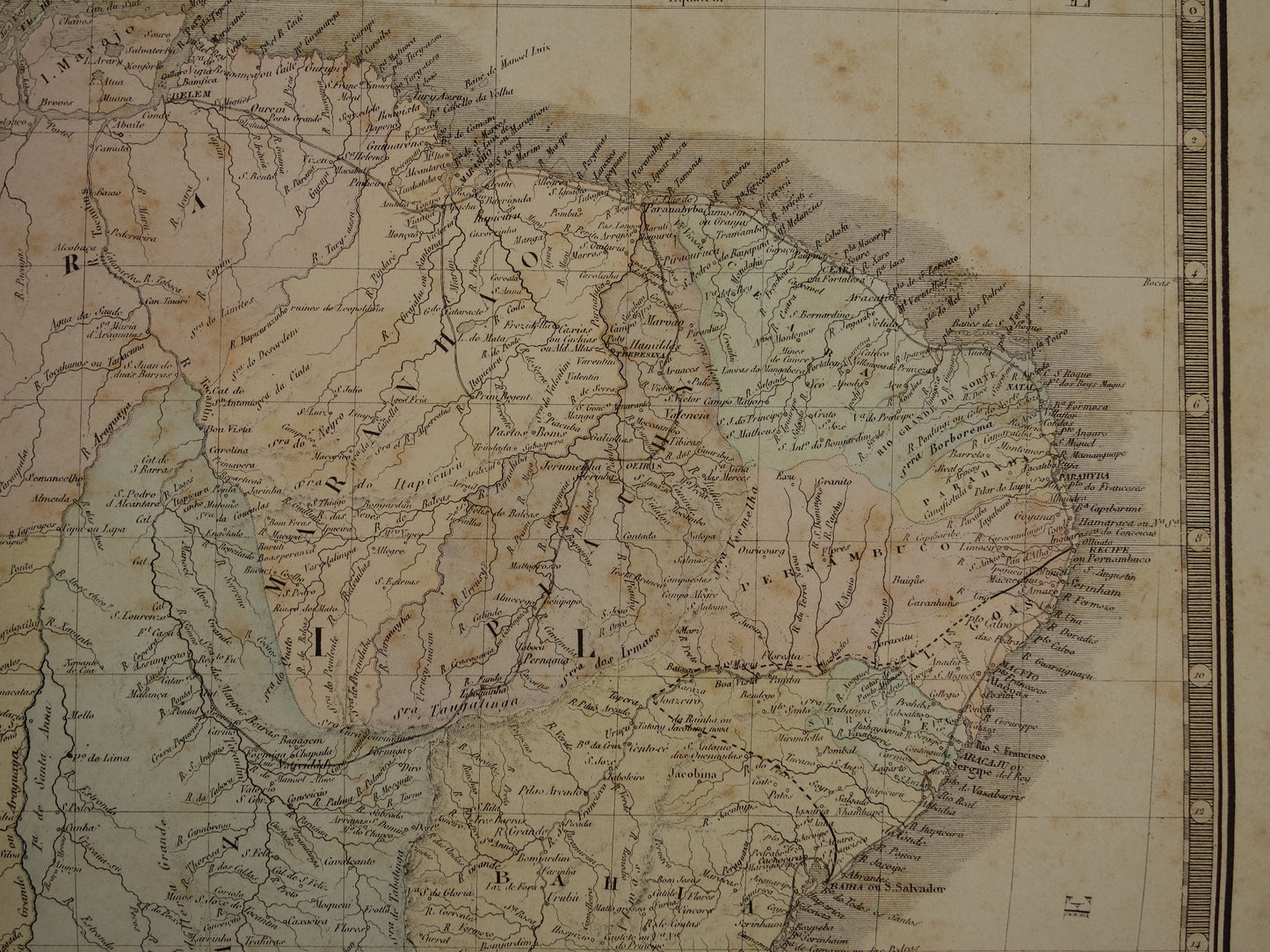 BRAZIL Antique map of Brazil from 1876 Original old large map vintage poster