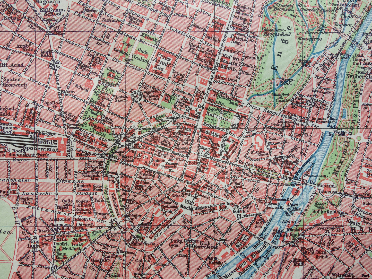 München antieke plattegrond 100+ jaar oude kaart van München Beieren Duitsland uit 1921 originele vintage historische kaarten