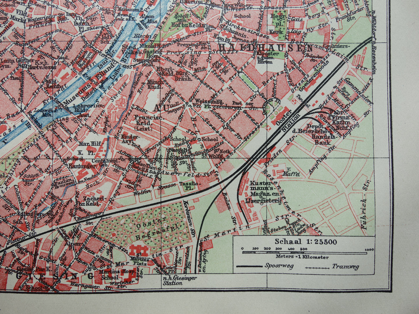 München antieke plattegrond 100+ jaar oude kaart van München Beieren Duitsland uit 1921 originele vintage historische kaarten