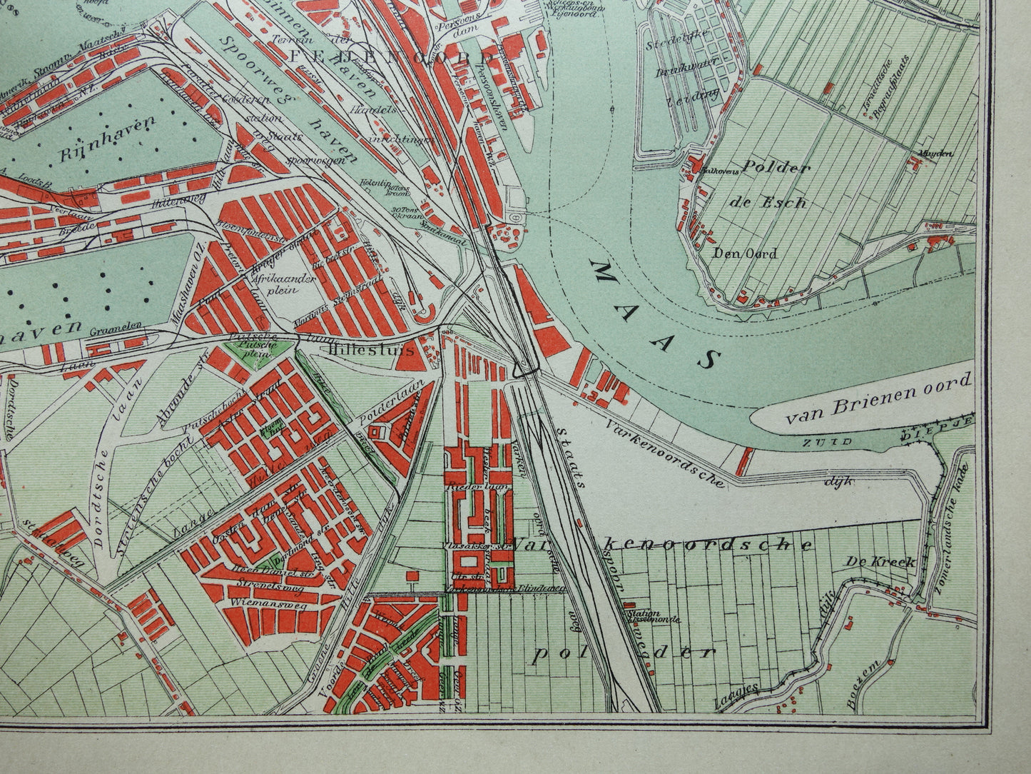 ROTTERDAM Oude kaart van Rotterdam uit 1921 originele vintage plattegrond antieke landkaart