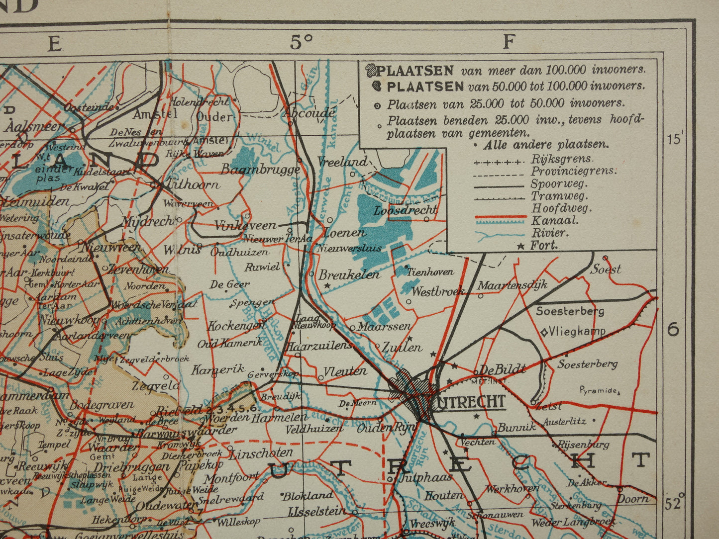 Zuid-Holland Vintage kaart van de provincie Zuid-Holland uit 1938 originele oude Nederlandse kaart