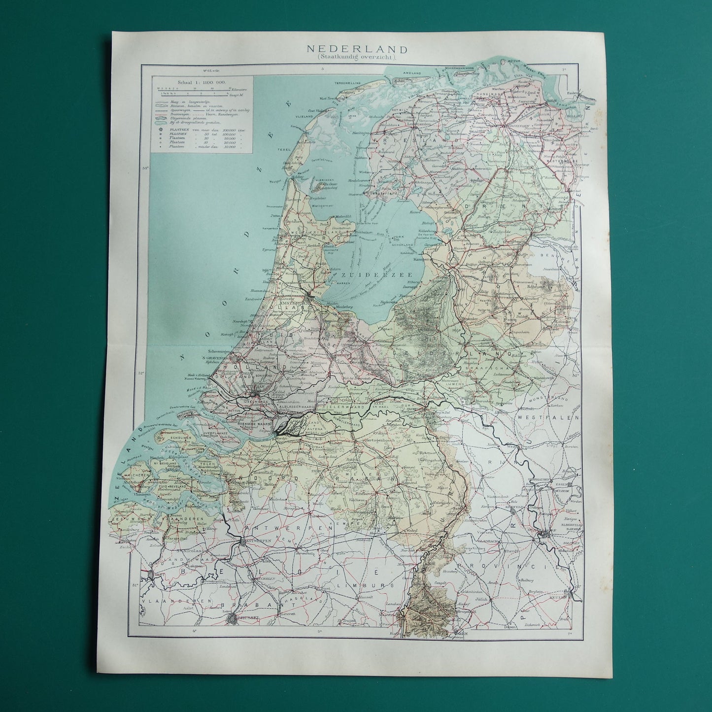 NEDERLAND antieke kaart uit 1920 vintage Nederlandse staatkundige landkaart