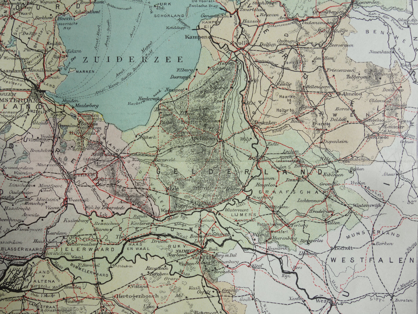 NETHERLANDS antique map from 1920 vintage Dutch political map