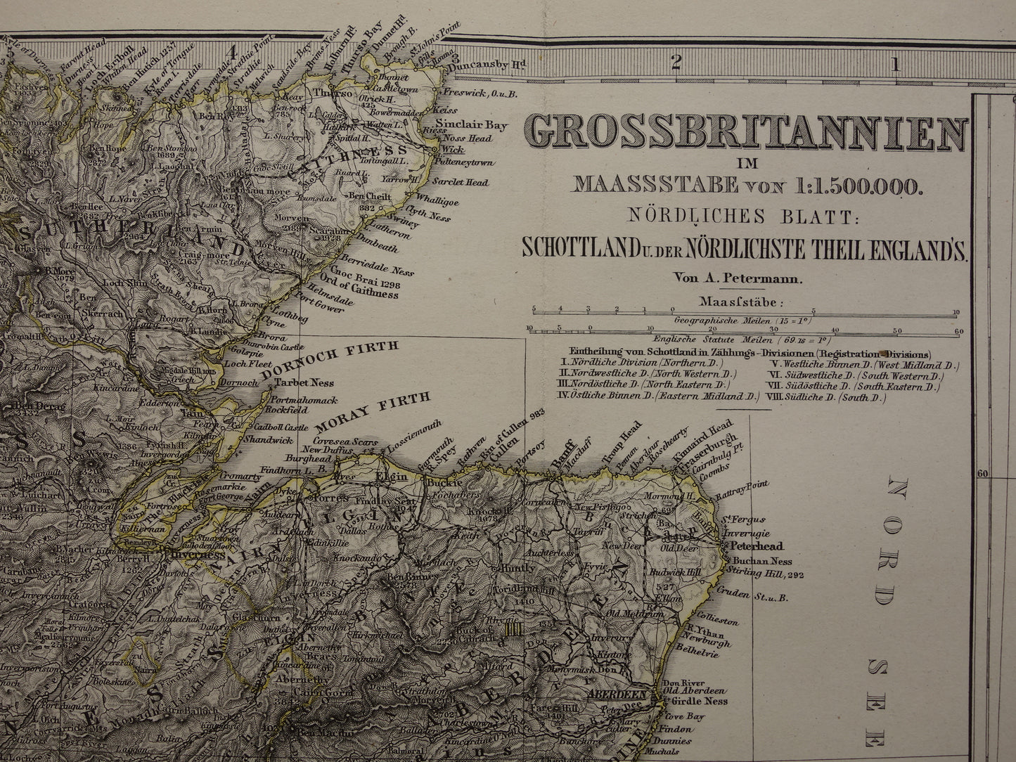 SCOTLAND old map of Scotland in 1878 original antique map Edinburgh Glasgow vintage with date