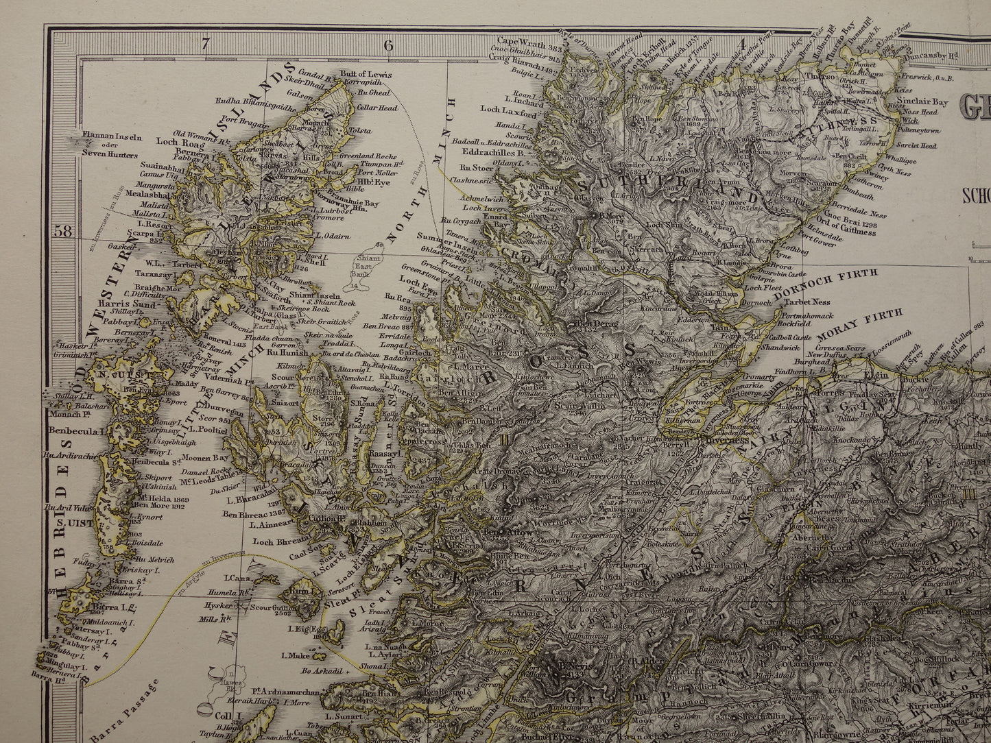 SCOTLAND old map of Scotland in 1878 original antique map Edinburgh Glasgow vintage with date