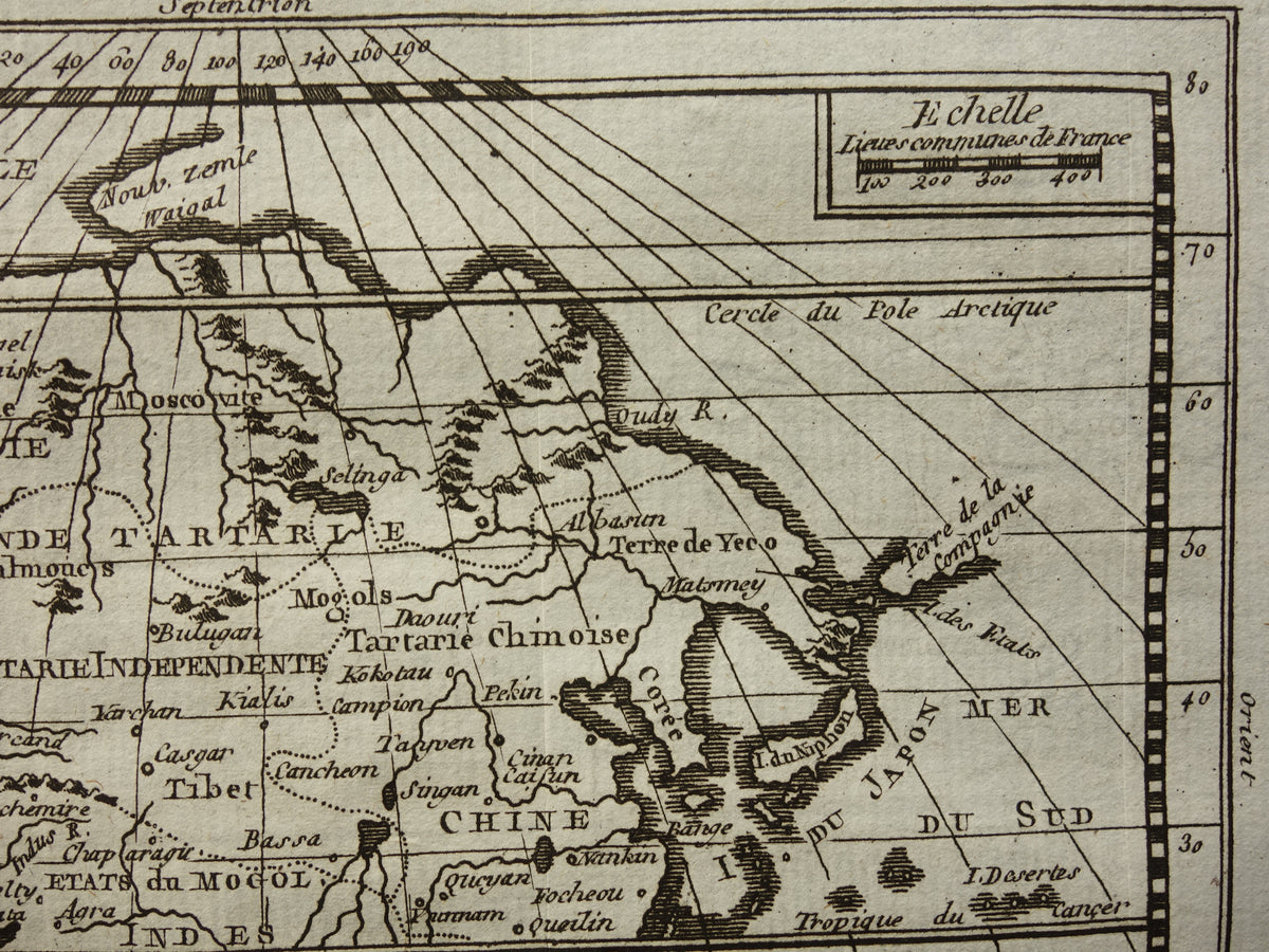 Azië 260+ jaar oude kaart van Azië uit 1759 originele antieke kaart continent Azië klein formaat