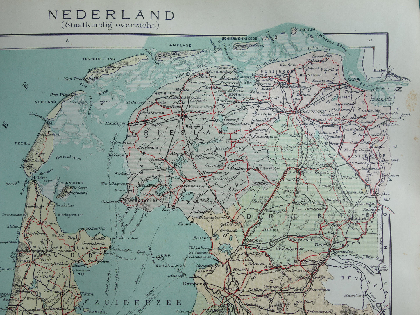 NETHERLANDS antique map from 1920 vintage Dutch political map