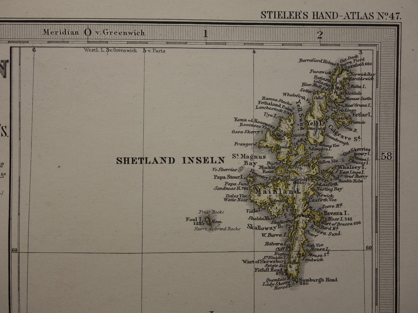 SCOTLAND old map of Scotland in 1878 original antique map Edinburgh Glasgow vintage with date